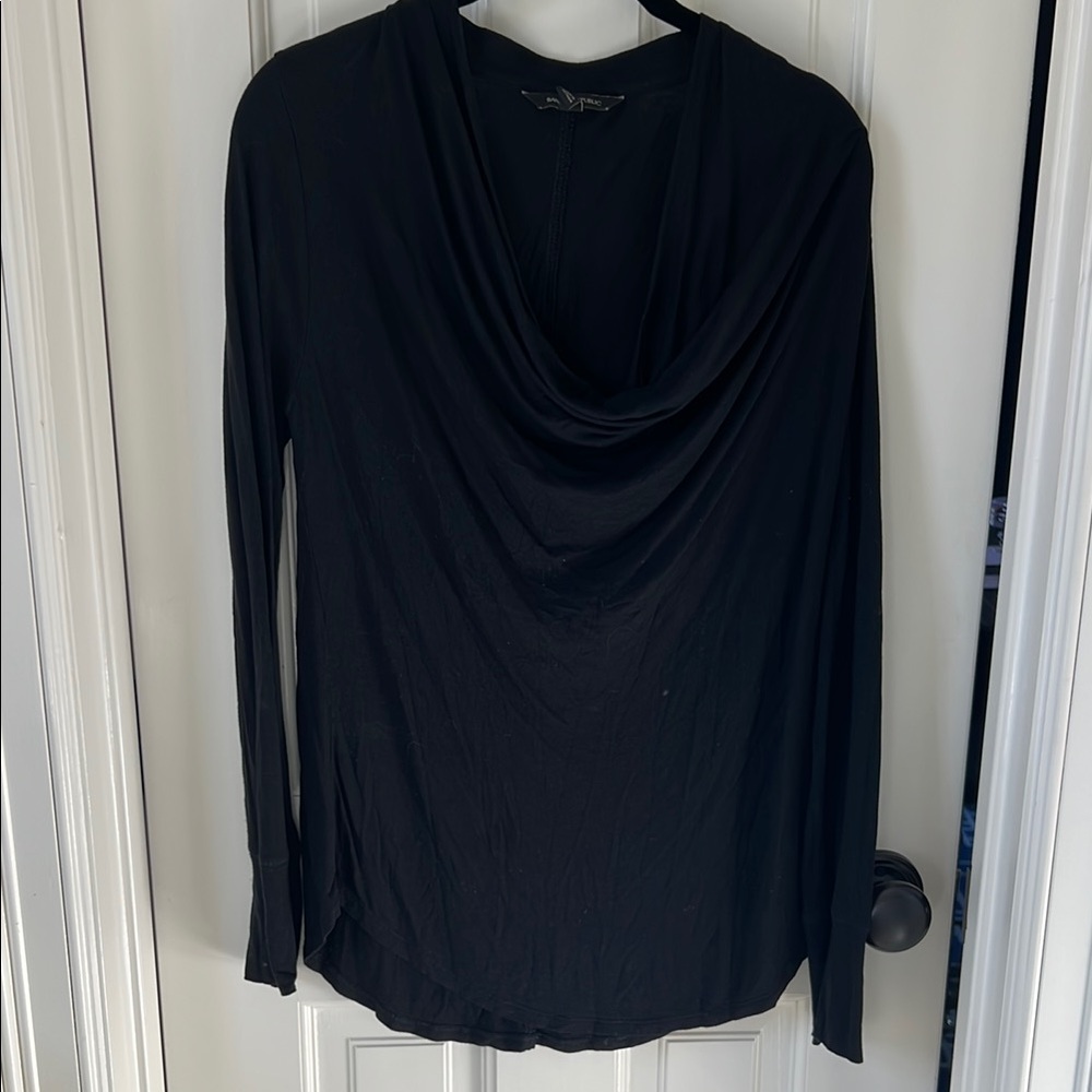 Black Drape Neck Long Sleeve Top